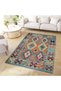 Melisa Collection Blue Orange Themed Ethnic Patterned Woven Base Modern Decorative Carpet Melisa05