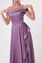 Women's Lavender Boat Neck Satin Evening Dress & Graduation Dress - 2