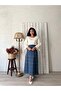 Long Indigo Blue Tweed Skirt - 4