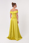 Women's Oil Green Boat Neck Satin Evening Dress & Graduation Dress - 5