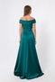 Women's Emerald Green Boat Neck Satin Evening Dress & Graduation Dress - 5