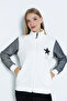 Women's Long-Sleeved Zippered Stone Detail Cardigan