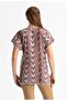 بلوزة صيفية قصيرة الأكمام من قماش الشيل بلون واحد Tkrn - 2