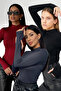 Women's Black Claret Red Anthracite 3-Piece Finger Detailed Bodysuit