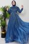 Indigo Hijab Evening Dress - Sıla Stone Detailed - 3