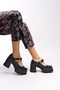 Brilaena Women's Buckle Heeled Loafer 00121006 Black Wrinkled Patent Leather - 5