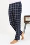 Moda Çizgi Men's Plaid Pattern Combed Cotton Single Bottom Pajamas 27540 Navy Blue - 6