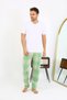 Fashion Stripe Men's Plaid Pattern Combed Cotton Single Bottom Pajamas 27540 Green