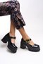 Brilaena Women's Buckle Heeled Loafer 00121006 Black Patent Leather - 3