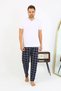 Moda Çizgi Men's Plaid Pattern Combed Cotton Single Bottom Pajamas 27540 Navy Blue - 3