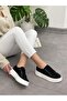Black Linen (Werner) Lace-up Women's Sneakers - 5