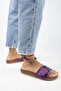 Alandra Women's Genuine Leather Purple Slippers - 6
