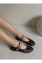 Brown Leather (Rex) Buckle Detail Women's Ballerinas - 2