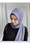 Silvery Dark Gray Stone Ready Turban Ready-Made Shawl Ready-Made Veil - 2