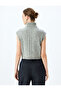 Frayed Detailed Turtleneck Rhinestone Hair Knit Sweater - 4