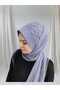 Silvery Dark Gray Stone Ready Turban Ready-Made Shawl Ready-Made Veil