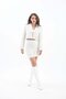 Pile Detailed Zippered Tweed Skirt - Ecru