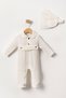 Men's Newborn Baby Organic Muslin Hat Kimono Jumpsuit Hospital Discharge Gift