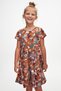 Brown Print Short Sleeve Dress for Girls - Forest Animals - 2