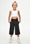 Anthracite Striped Wide Leg Girls' Pants Capri