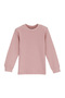 Powder Pink Basic Girls' Snap-On Crew Neck Winter Long Sleeve T-Shirt