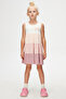 Ecru Dusty Rose Colorful Layered Girls' Strap Dress