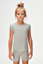 Gray Basic Girl's Crew Neck Watermelon Sleeve T-Shirt - 3