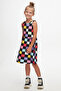 Op Art Chechers Girl's Patterned Pattern Dress