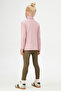 Powder Pink Basic Winter Full Turtleneck Long Sleeve Girls' T-Shirt - 4
