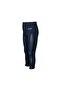 Dark Navy Blue Girls' Leggings with Leather Panels on the Side - 2
