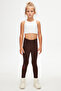 Brown New York Printed Raised Girl's Winter Leggings