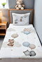 Creamy Blue Balloons Animals Patterned Pique Set - 2