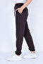 Women's Brown Plus Size Jogger Cotton Lined Winter Sweatpants with Elastic Waist and Cuffs in Diver Fabric - 2