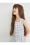 Crop Tweed Blouse Sleeveless Pearl Button Detail