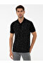 Black Slim Fit Printed Polo Neck T-Shirt 50238230 -Vr046
