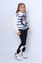 Girls 3 Yarn Tracksuit Set - Stone Embroidery and Printed Lace D28 - 3