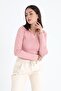 Long Sleeve Polo Neck Knit Sweater - Powder - 2