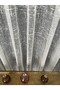 Heavy Weight Striped Checkered Knitted Pattern Tulle Curtain with Tight Pleats - 4