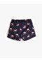 Swim Shorts with Flamingo Print, Tieable Waistband and Mesh Lining - 2