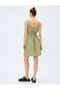 Mini Parachute Dress U Neck Gathered Waist Sleeveless - 4