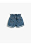 Denim Shorts with Elastic Waist and Pocket Detail, Cotton - 4