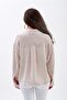 Poplin Garnished Striped Linen Shirt - Mink - 5