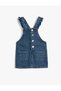 Denim Dress Salopet Buttoned Ruffle Detailed Cotton