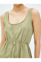 Mini Parachute Dress U Neck Gathered Waist Sleeveless - 5