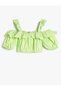 Crop Blouse Balloon Sleeves Frilly Straps Flounce Cotton