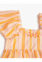 Dress Ruffled Short Bell Sleeves Cotton Lined Floral Embroidery Detailed - 3