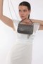 Platinum Color Stoned Shoulder Strap Stylish New Season Women's Evening Dress Portfolio Wedding Clutch Bag - 5