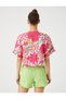 Floral Shirt Tie Front Linen Viscose Blend - 4