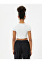 Corset Look Crop T-Shirt Short Sleeve Crew Neck Cotton Printed - 4