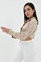Beige Satin Shirt - Elastic Waist - 3